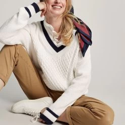 Joules Women's Dawson Cricket Jumper - Creme Navy -Fashion Lady 885575 1