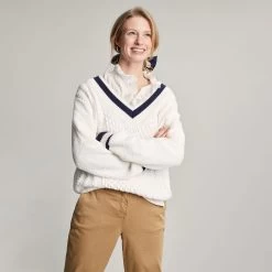 Joules Women's Dawson Cricket Jumper - Creme Navy -Fashion Lady 885575 2
