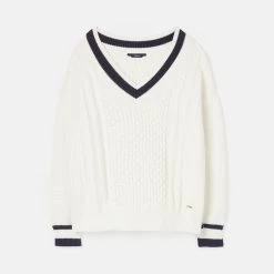 Joules Women's Dawson Cricket Jumper - Creme Navy -Fashion Lady 885575 8