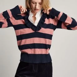 Joules Women's Maddie Jumper - Navy/Pink Stripe -Fashion Lady 885603 2