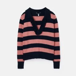 Joules Women's Maddie Jumper - Navy/Pink Stripe -Fashion Lady 885603
