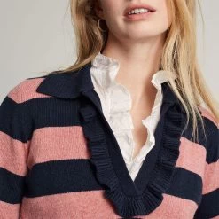 Joules Women's Maddie Jumper - Navy/Pink Stripe -Fashion Lady 885603 5