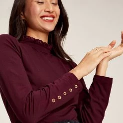 Joules Women's Amy Top - Burgundy -Fashion Lady 885701 1