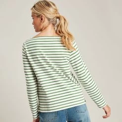 Joules Women's Brancaster Top - Green Stripe -Fashion Lady 885743 3