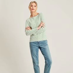 Joules Women's Brancaster Top - Green Stripe -Fashion Lady 885743 4