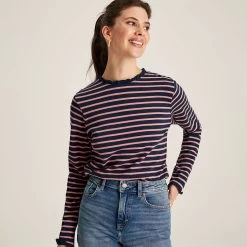 Joules Women's Daisy Striped Long Sleeve Top - Apricot/Navy Stripe