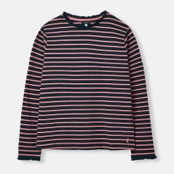 Joules Women's Daisy Striped Long Sleeve Top - Apricot/Navy Stripe 10 Joules Women's Daisy Striped Long Sleeve Top - Apricot/Navy Stripe -Fashion Lady 885778 4