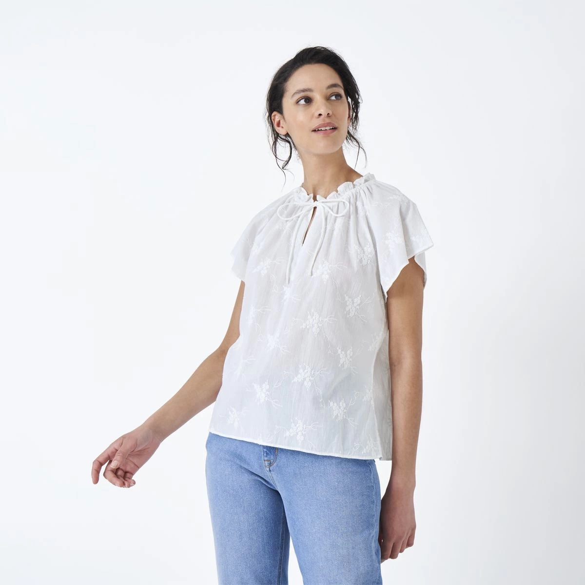 Crew Clothing Women's Amy Embroidered Cotton Top - White 1 Crew Clothing Women's Amy Embroidered Cotton Top - White