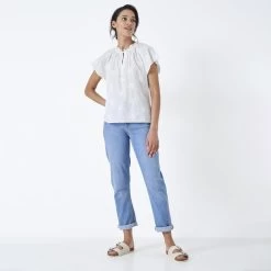 Crew Clothing Women's Amy Embroidered Cotton Top - White 8 Crew Clothing Women's Amy Embroidered Cotton Top - White -Fashion Lady amy top white 2