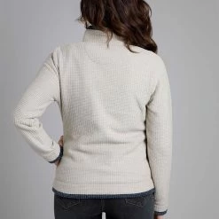Weird Fish Women's Ariana Eco Full Zip Grip Fleece - Ecru -Fashion Lady ariana eco fulzip grd flce ecru 1