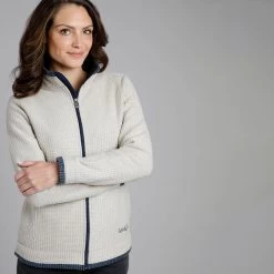 Weird Fish Women's Ariana Eco Full Zip Grip Fleece - Ecru -Fashion Lady ariana eco fulzip grd flce ecru 2