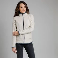 Weird Fish Women's Ariana Eco Full Zip Grip Fleece - Ecru -Fashion Lady ariana eco fulzip grd flce ecru 3 1