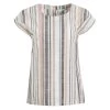 Weird Fish Women's Asseri Organic Striped Woven T-shirt - Ecru