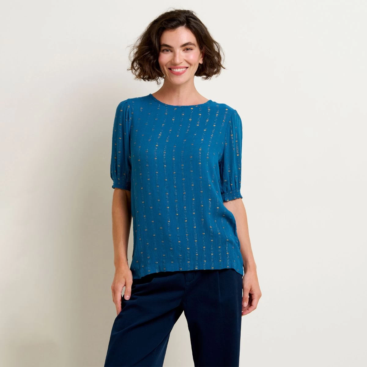 Brakeburn Women's Aster Lurex Spot Blouse - Teal 5 Brakeburn Women's Aster Lurex Spot Blouse - Teal - Image 5
