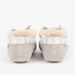 Barbour Women’s Darcie Slipper – Grey Suede/White/Grey Tartan -Fashion Lady barbour darcie slipper grey suede 5