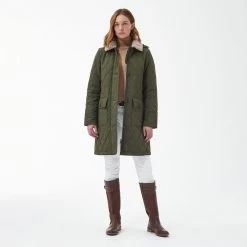 Barbour Women's Fox Quilted Jacket - Olive -Fashion Lady barbour fox quilt coat olive 4