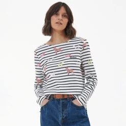 Barbour Women's Hawkins Top - Off White Dog Print