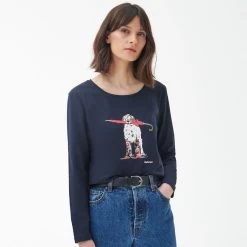 Barbour Women’s Hedley Long Sleeve Tee - Navy -Fashion Lady barbour hedley ls tee navy 1 1