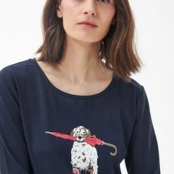 Barbour Women’s Hedley Long Sleeve Tee - Navy -Fashion Lady barbour hedley ls tee navy 5