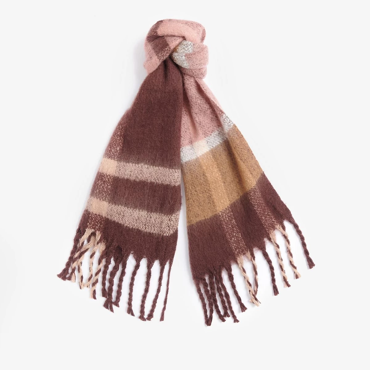 Barbour Isla Tartan Boucle Scarf - Chocolate Tartan 1 Barbour Isla Tartan Boucle Scarf - Chocolate Tartan