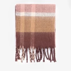 Barbour Isla Tartan Boucle Scarf - Chocolate Tartan 9 Barbour Isla Tartan Boucle Scarf - Chocolate Tartan -Fashion Lady barbour isla boucle scarf choc os 4