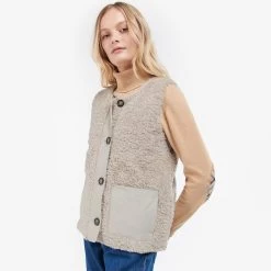 Barbour Women's Kintra Teddy Liner - Oat/Ancient Tartan -Fashion Lady barbour kintra liner oat ancient 1 1