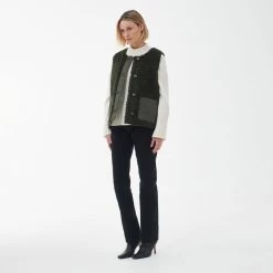 Barbour Women's Kintra Teddy Liner - Olive/Ancient Tartan -Fashion Lady barbour kintra liner olivetartan 4