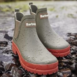 Barbour Women's Mallow Wellington Boots - Olive/Spiced Pumpkin