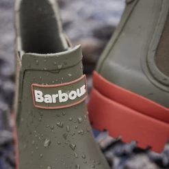 Barbour Women's Mallow Wellington Boots - Olive/Spiced Pumpkin -Fashion Lady barbour mallow olive pumpkin 8
