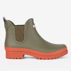 Barbour Women's Mallow Wellington Boots - Olive/Spiced Pumpkin -Fashion Lady barbour mallow olive pumpkin 9