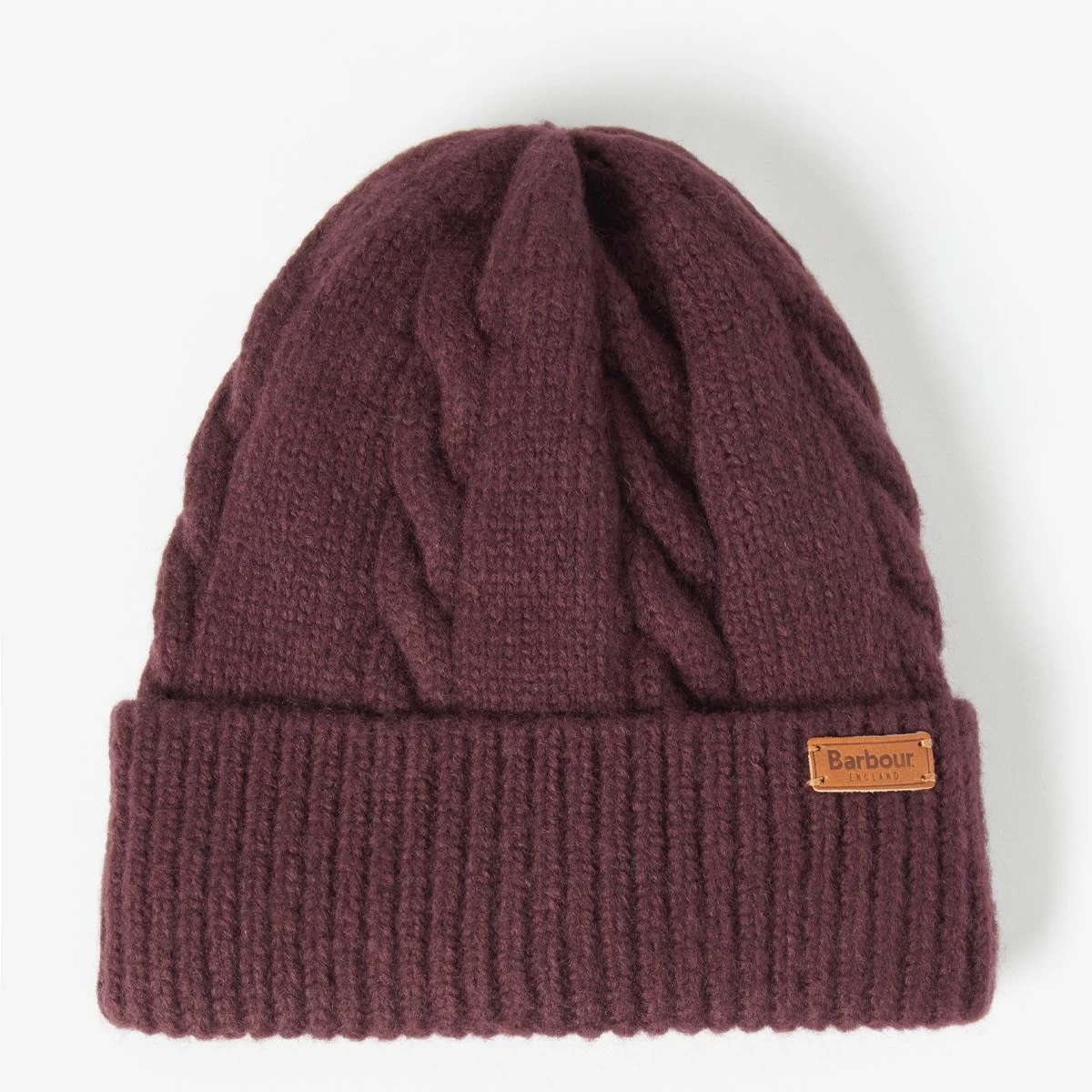 Barbour Meadow Cable Beanie Hat - Black Cherry 1 Barbour Meadow Cable Beanie Hat - Black Cherry