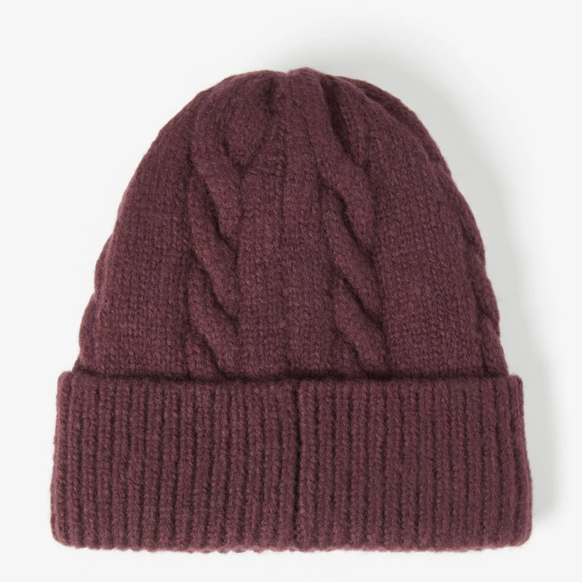 Barbour Meadow Cable Beanie Hat - Black Cherry 2 Barbour Meadow Cable Beanie Hat - Black Cherry - Image 2