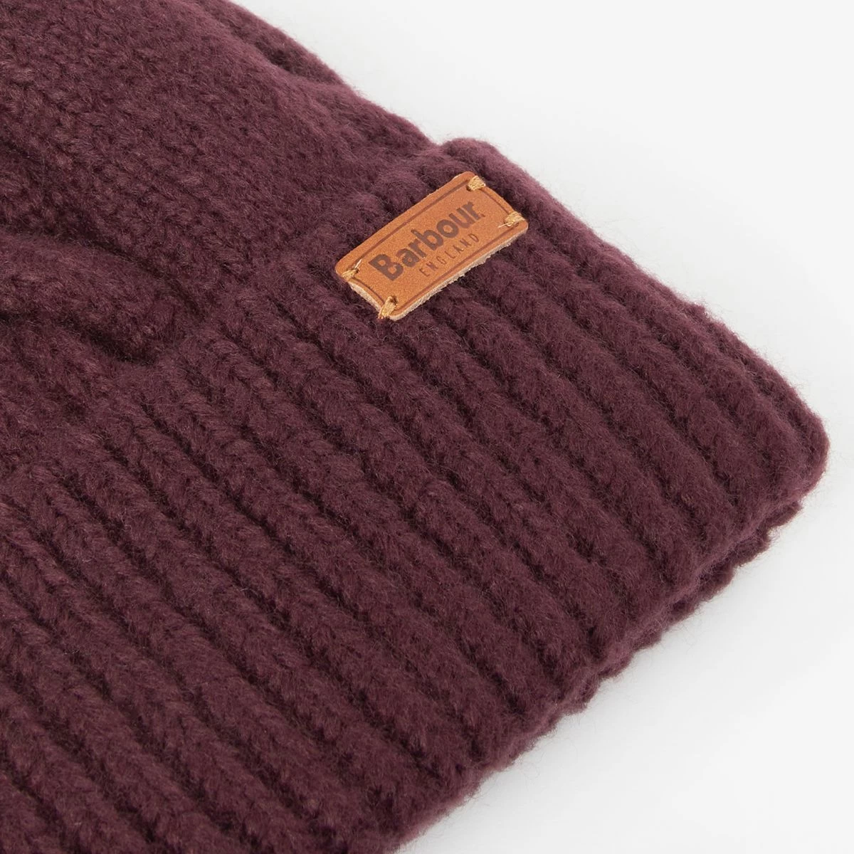 Barbour Meadow Cable Beanie Hat - Black Cherry 3 Barbour Meadow Cable Beanie Hat - Black Cherry - Image 3