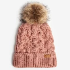 Barbour Women's Penshaw Beanie - Dusty Rose -Fashion Lady barbour penshaw cble beanie drse os 1 1