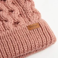 Barbour Women's Penshaw Beanie - Dusty Rose -Fashion Lady barbour penshaw cble beanie drse os 3