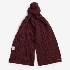 Barbour Women's Penshaw Beanie & Scarf Gift Set - Bordeaux -Fashion Lady barbour penshaw hat scf set bord 2