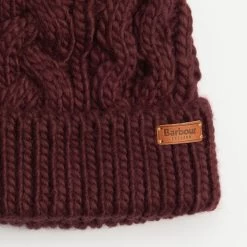 Barbour Women's Penshaw Beanie & Scarf Gift Set - Bordeaux -Fashion Lady barbour penshaw hat scf set bord 6