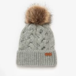 Barbour Women's Penshaw Beanie & Scarf Gift Set - Grey 9 Barbour Women's Penshaw Beanie & Scarf Gift Set - Grey -Fashion Lady barbour penshaw hat scf set grey os 2