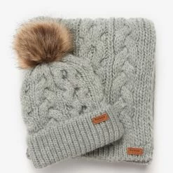 Barbour Women's Penshaw Beanie & Scarf Gift Set - Grey 12 Barbour Women's Penshaw Beanie & Scarf Gift Set - Grey -Fashion Lady barbour penshaw hat scf set grey os 6