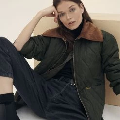 Barbour Women's Woodhall Quilted Jacket - Sage -Fashion Lady barbour woodhall jckt sage anct 16