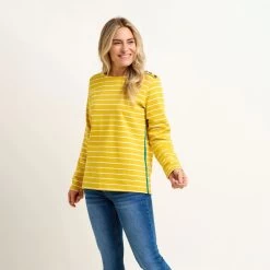 Brakeburn Women's Bella Stripe Crew Neck Long Sleeve Top - Yellow -Fashion Lady bella stripe crew top yellow 1 1