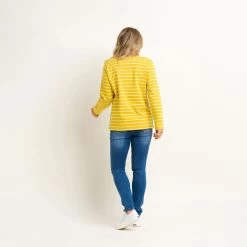 Brakeburn Women's Bella Stripe Crew Neck Long Sleeve Top - Yellow -Fashion Lady bella stripe crew top yellow 2