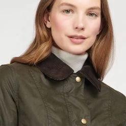 Barbour Women’s Belsay Wax Jacket – Olive -Fashion Lady belsay 5