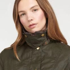 Barbour Women’s Belsay Wax Jacket – Olive -Fashion Lady belsay 6