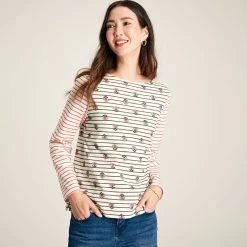 Joules Women's Brancaster Print Top - Grey Stripe