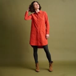 Brakeburn Women's Cameron Cord Midi Dress - Orange