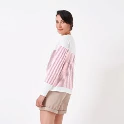 Crew Clothing Women's Cassandra Side Button Breton Top - White/Rose 9 Crew Clothing Women's Cassandra Side Button Breton Top - White/Rose -Fashion Lady cassandra s button breton whtrse 3