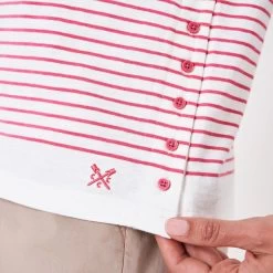 Crew Clothing Women's Cassandra Side Button Breton Top - White/Rose 10 Crew Clothing Women's Cassandra Side Button Breton Top - White/Rose -Fashion Lady cassandra s button breton whtrse 4