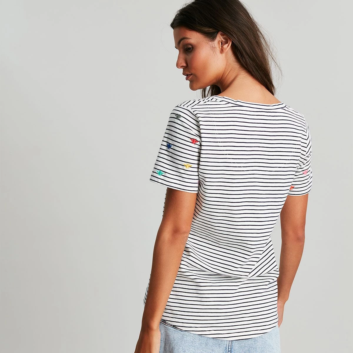 Joules Women’s Celina Embroidered T-Shirt – Cream Bee Stripe 4 Joules Women’s Celina Embroidered T-Shirt – Cream Bee Stripe - Image 4