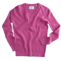 Hoggs Of Fife Women's Lauder Cable Pullover - Cerise 10 Hoggs Of Fife Women's Lauder Cable Pullover - Cerise -Fashion Lady cerise 2